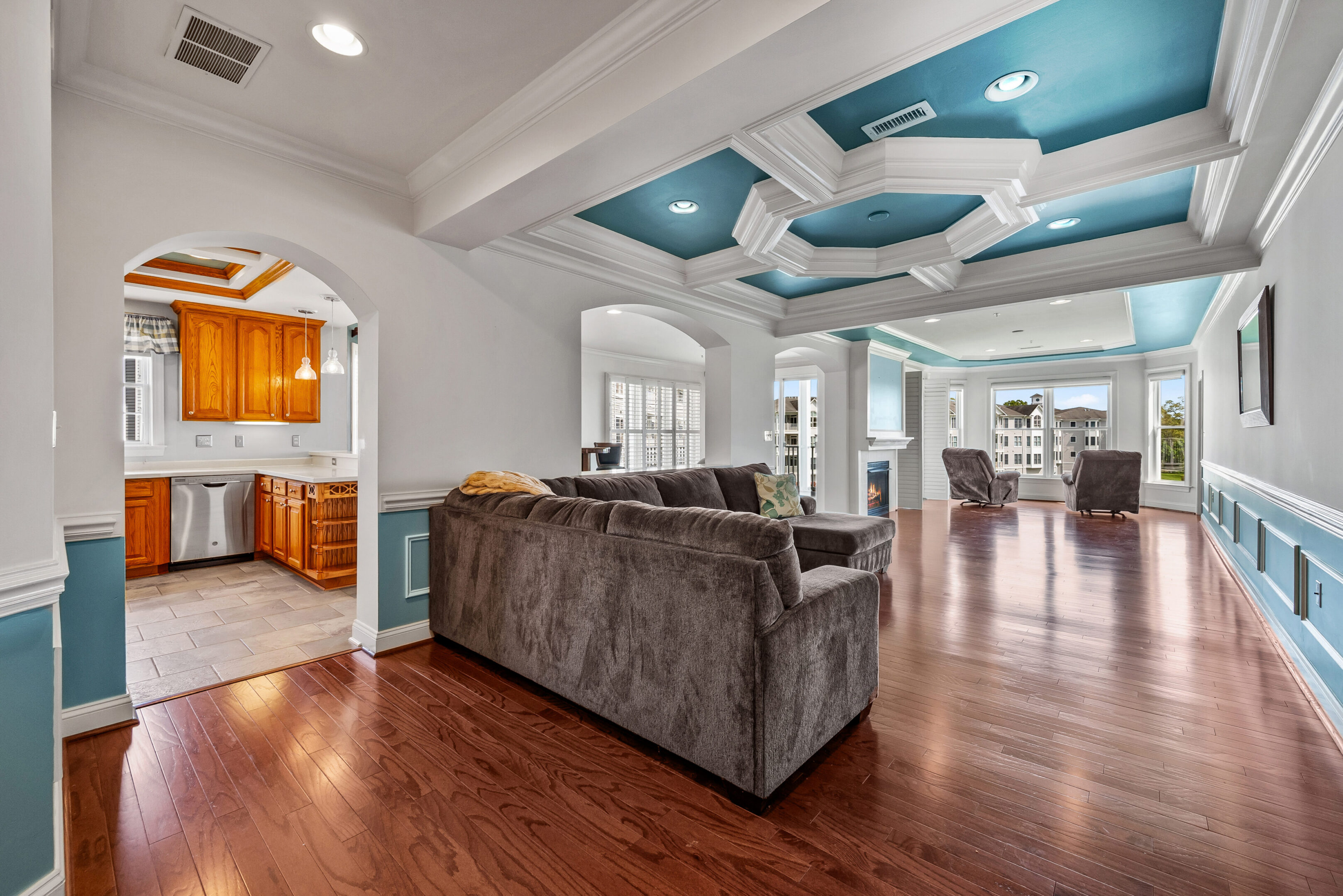 Cozy seating in open-plan living space