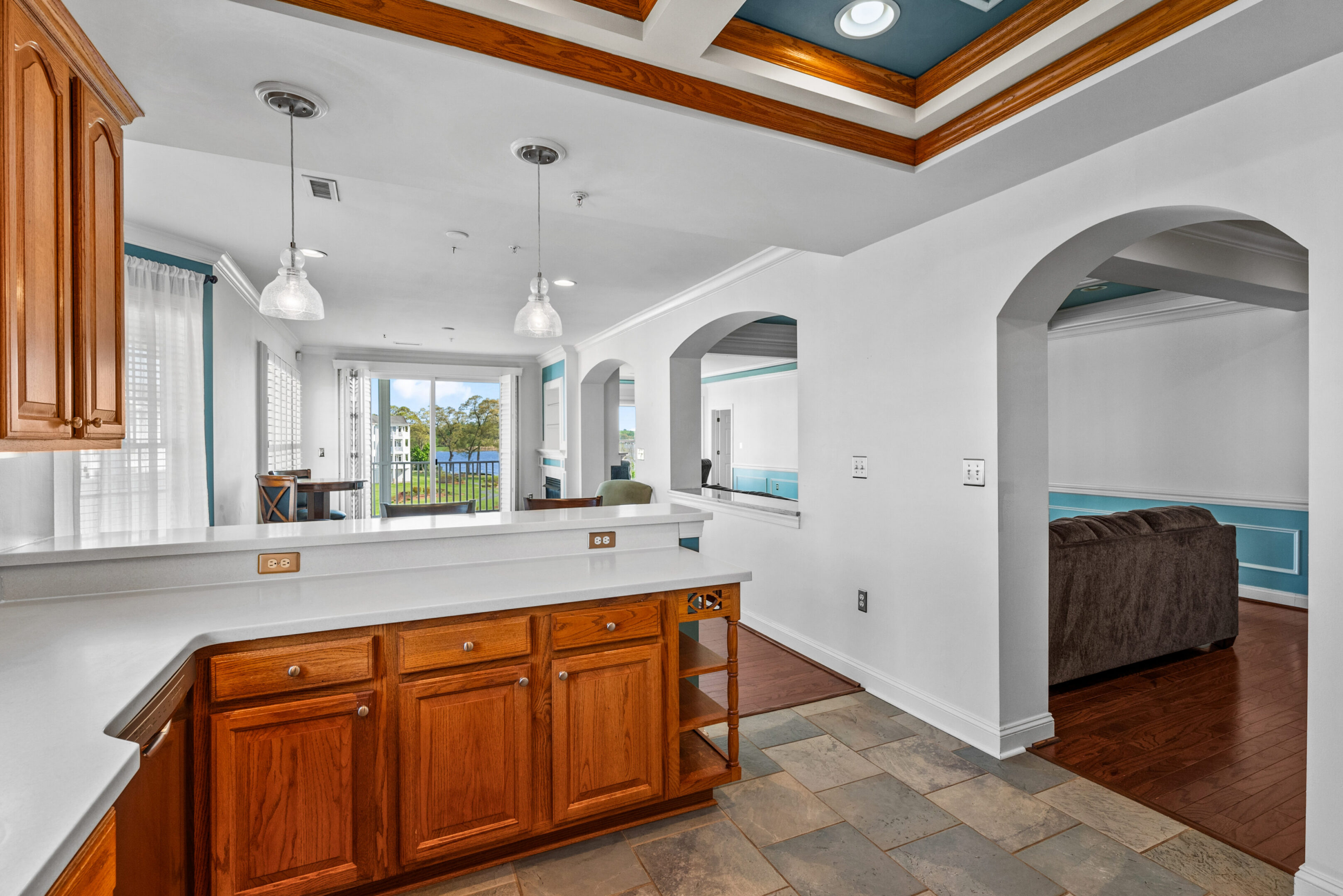 Bright kitchen with white countertops