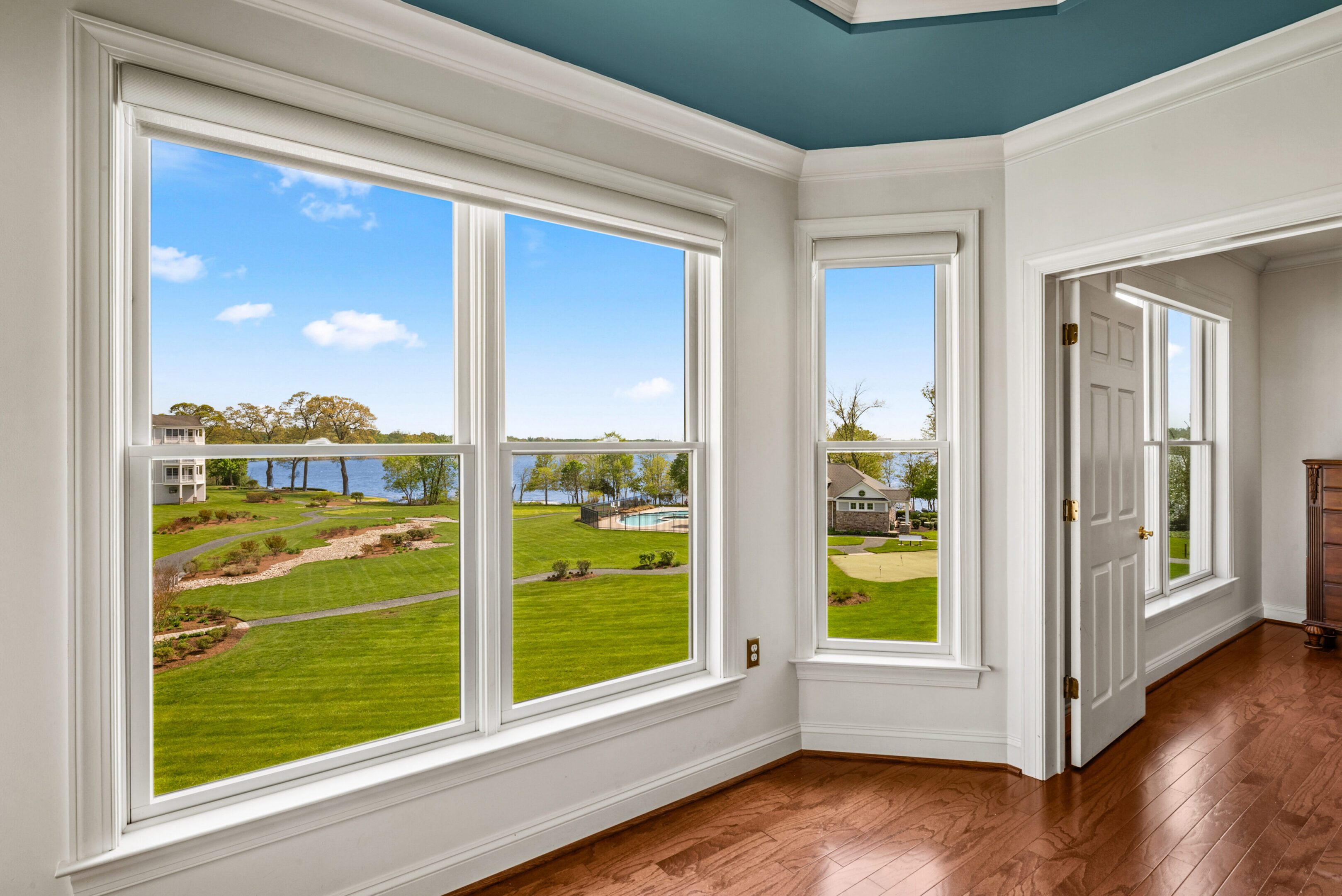Bright room overlooking a green landscape