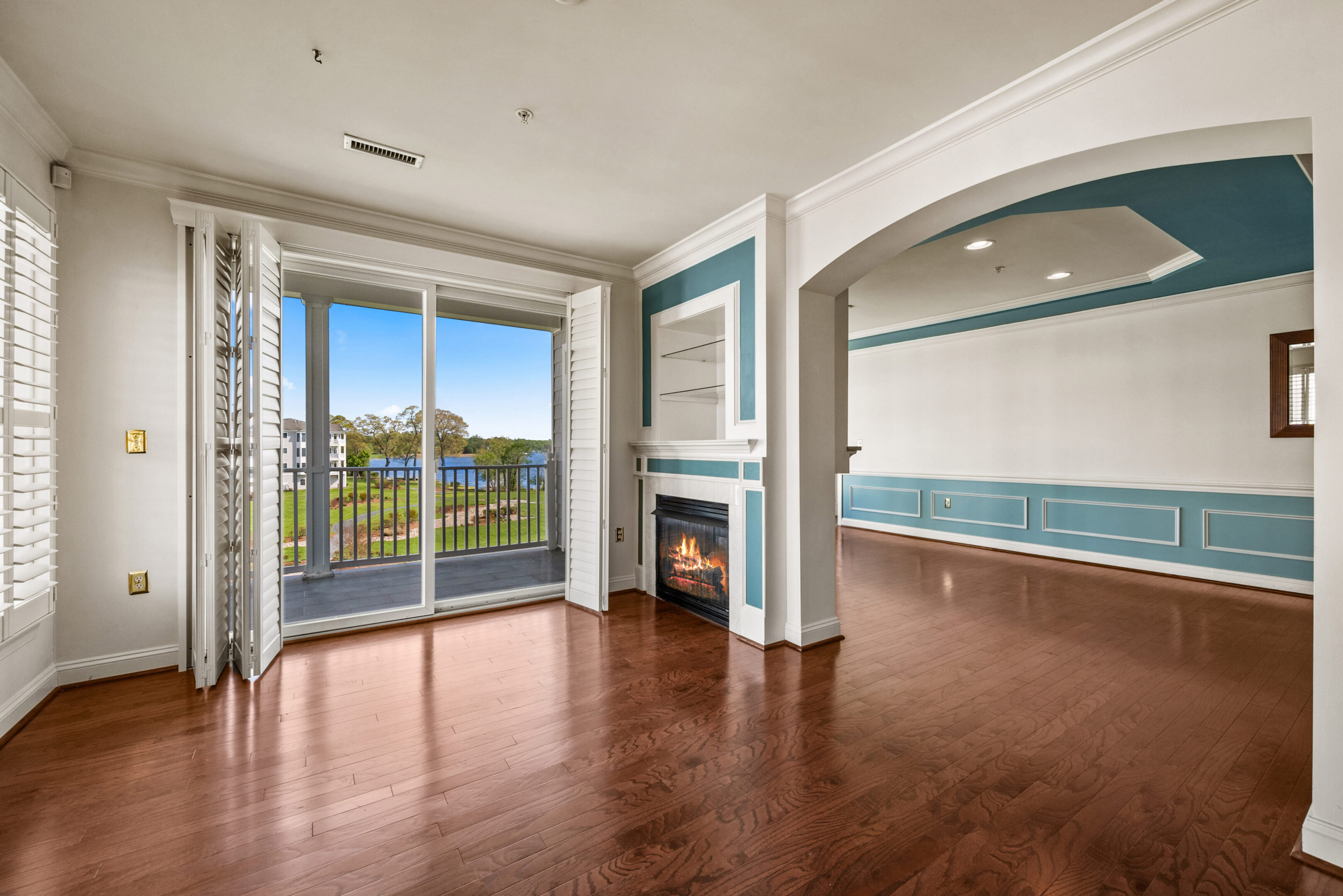 Hardwood floors in open living area